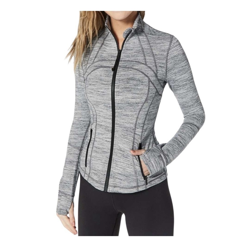 Lululemon Define Jacket Womens 4 Gray Nulu Full Zip Yoga Vented Thumbholes Gym